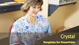  Presentation with medical billing - Audience pleasing PPT theme consisting of medical billing - pretty receptionist in a doctor's backdrop and a tawny brown colored foreground