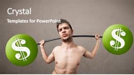  Presentation with lifting weights - Cool new theme with billing training - funny skinny guy lifting green backdrop and a  colored foreground