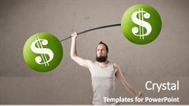  Presentation with lifting weights - Amazing slides having billing training - funny skinny guy lifting green backdrop and a  colored foreground