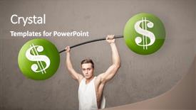  Presentation with lifting weights - Presentation design with billing training - strong muscular man lifting green background and a  colored foreground