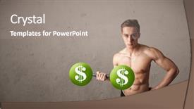  Presentation with lifting weights - Slide set consisting of billing training - strong muscular man lifting green background and a  colored foreground