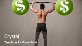  Presentation with lifting weights - Presentation theme featuring billing training - strong muscular man lifting green background and a  colored foreground