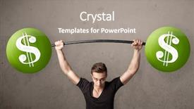  Presentation with lifting weights - PPT layouts enhanced with billing training - strong muscular man lifting green background and a  colored foreground