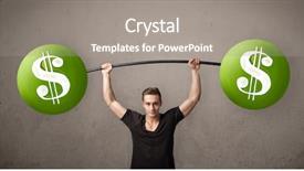  Presentation with lifting weights - Theme with billing training - strong muscular man lifting green background and a  colored foreground