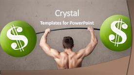  Presentation with lifting weights - PPT theme consisting of billing training - strong muscular man lifting green background and a gray colored foreground