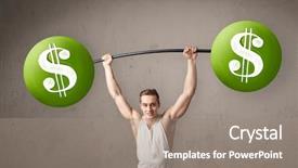  Presentation with lifting weights - Amazing PPT layouts having billing training - strong muscular man lifting green backdrop and a gray colored foreground