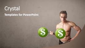  Presentation with lifting weights - Beautiful presentation theme featuring billing training - strong muscular man lifting green backdrop and a  colored foreground