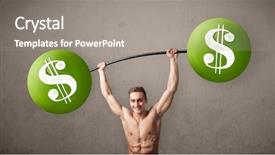  Presentation with lifting weights - Presentation theme enhanced with billing training - strong muscular man lifting green background and a gray colored foreground