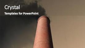 Presentation with pollution - Audience pleasing PPT theme consisting of billowing brick smokestack pouring pollution backdrop and a tawny brown colored foreground