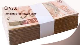  Presentation with explanation photo - Colorful slide set enhanced with bills 50 reais - brazilian money backdrop and a lemonade colored foreground