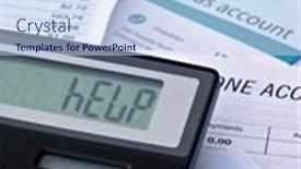  Presentation with displaying - Cool new presentation theme with bills-calculator-displaying-help backdrop and a sky blue colored foreground