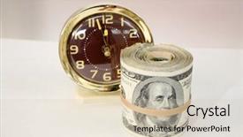  Presentation with time running out - Beautiful theme featuring bills child support retirement fund backdrop and a soft green colored foreground