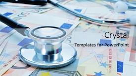  Presentation with health care - Cool new slide set with bills depicting the health care backdrop and a light blue colored foreground