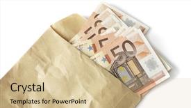  Presentation with envelope - Cool new slide set with bills in a wrinkled envelope backdrop and a  colored foreground