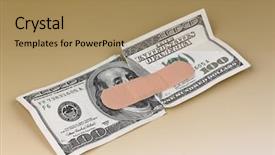 Presentation with financial crisis - Theme consisting of bills with a band-aid background and a coral colored foreground