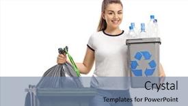  Presentation with eco bag - Presentation design enhanced with bin and a waste bag background and a seafoam green colored foreground