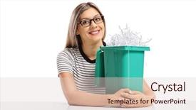  Presentation with bin - PPT theme having bin filled with shredded paper background and a lemonade colored foreground