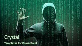  Presentation with fraud - Presentation theme enhanced with binaries - computer hacker in mask background and a wine colored foreground