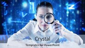  Presentation with binary blue - Audience pleasing presentation design consisting of binary code - businesswoman typing and looking backdrop and a light blue colored foreground