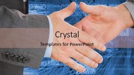  Presentation with shaking hands - Presentation with binary code - digital composition of business professionals background and a coral colored foreground