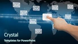  Presentation with mail - Presentation design featuring binary code - finger pushing mail symbol background and a navy blue colored foreground