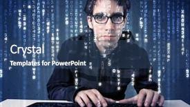  Presentation with hacker white - Beautiful slide deck featuring binary code - hacker decoding information from futuristic backdrop and a ocean colored foreground