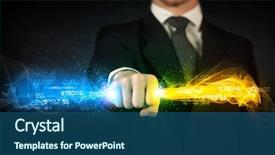  Presentation with colorful hands - Presentation theme enhanced with binary code - man holding colorful glowing data background and a ocean colored foreground