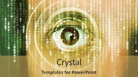  Presentation with matrix code - Beautiful PPT theme featuring binary code numbers abstract background - modern cyber soldier with target backdrop and a yellow colored foreground