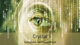  Presentation with matrix code - Colorful PPT layouts enhanced with binary code numbers abstract background - modern cyber soldier with target backdrop and a yellow colored foreground