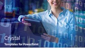  Presentation with blue circuit board - Colorful slide deck enhanced with binary-code-on-blue-circuit backdrop and a ocean colored foreground