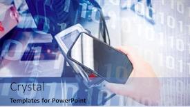  Presentation with blue circuit board - Slide deck having binary-code-on-blue-circuit background and a teal colored foreground