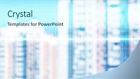  Presentation with coding binary code blue polygonal - Colorful slide deck enhanced with binary code on blurred cityscape backdrop and a cool aqua colored foreground