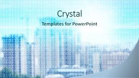  Presentation with coding binary code blue polygonal - PPT layouts consisting of binary code on blurred cityscape background and a cool aqua colored foreground