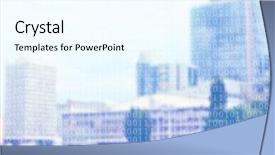  Presentation with coding binary code blue polygonal - Colorful PPT layouts enhanced with binary code on blurred cityscape backdrop and a cool aqua colored foreground
