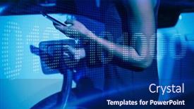  Presentation with mobile charging - Theme having binary-code-on-digital-screen background and a navy blue colored foreground