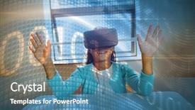  Presentation with coding binary code blue polygonal - Beautiful slides featuring binary code on digital screen backdrop and a teal colored foreground