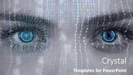  Presentation with cyber security eye - Cool new slide deck with binary-coding-data-processing-against backdrop and a gray colored foreground