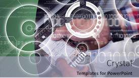  Presentation with green technology - Slide set featuring binary-coding-data-processing-over background and a  colored foreground