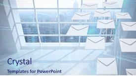  Presentation with graphic - Slide set consisting of binary flow - graphic of envelopes on white background and a sky blue colored foreground