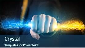  Presentation with colorful hands - Beautiful PPT theme featuring binary number clouds - man holding colorful glowing data backdrop and a  colored foreground