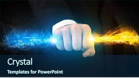  Presentation with colorful hands - Cool new slides with binary number clouds - man holding colorful glowing data backdrop and a  colored foreground