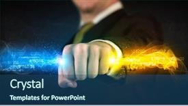  Presentation with colorful hands - Presentation theme with binary number clouds - man holding colorful glowing data background and a ocean colored foreground