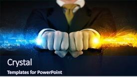  Presentation with colorful hands - Beautiful slide set featuring binary number clouds - man holding colorful glowing data backdrop and a  colored foreground