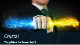  Presentation with colorful hands - Cool new slide set with binary number clouds - man holding colorful glowing data backdrop and a  colored foreground