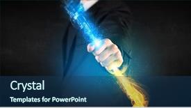  Presentation with colorful hands - PPT layouts consisting of binary number clouds - man holding colorful glowing data background and a ocean colored foreground