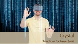  Presentation with virtual reality rehab - PPT layouts featuring binary numbers free - 3d technology virtual reality entertainment background and a  colored foreground