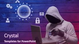  Presentation with credit card - Presentation theme enhanced with binary stars - hacker with hood holding background and a violet colored foreground