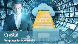  Presentation with magnifying glass - Slide set having binary tunnel - concentrated businessman using magnifying glass background and a teal colored foreground