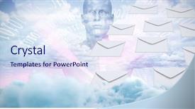  Presentation with white pigeon against the blue - Amazing slide set having binary tunnel - graphic of envelopes on white backdrop and a sky blue colored foreground