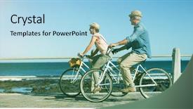  Presentation with bicycles - Beautiful PPT layouts featuring binary white - full length of couple riding backdrop and a light blue colored foreground